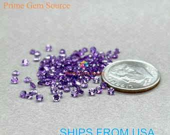 2mm Round Purple African Amethyst. Natural Origin. Premium AAA Quality - Excellent Cut & Polish. February Birthstone.