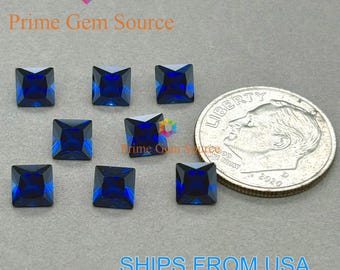 5mm Princess Cut Deep Blue Lab Grown Sapphire. Real Corundum. Premium AAA Quality - Excellent Cut & Polish. 1 Stone Only.