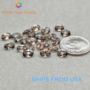 6x4mm Oval Checkerboard Smoky Quartz. Natural Origin. Premium AAA Quality - Excellent Cut & Polish. 1 Stone Only.