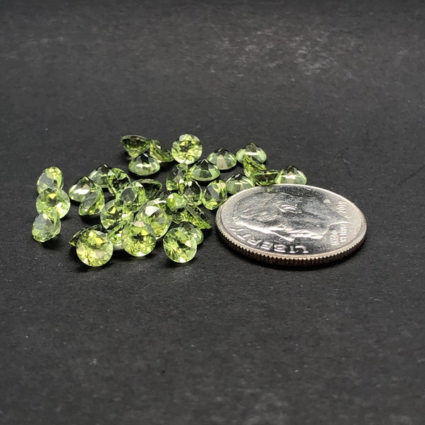 4mm Round Green Peridot. Natural Origin. Fine Quality - Very Good Cut & Polish. August Birthstone.