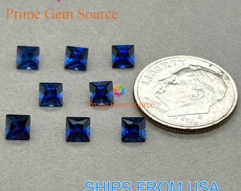4mm Princess Cut Deep Blue Lab Grown Sapphire. Real Corundum. Premium AAA Quality - Excellent Cut & Polish. 1 Stone Only.