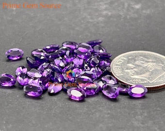 5x3mm Oval Purple Amethyst. Natural Origin. Premium Quality - Very Good Cut & Polish. February Birthstone.