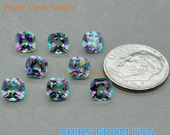 6mm Cushion Mystic Topaz. Natural Origin. Premium AAA Quality - Excellent Cut & Polish. 1 Stone Only. November Birthstone.