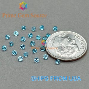 2 mm runder Londoner Blautopas. Natürlicher Ursprung. Premium AAA-Qualität - Exzellenter Schliff & Glanz. 1 Stein nur. November Geburtsstein.