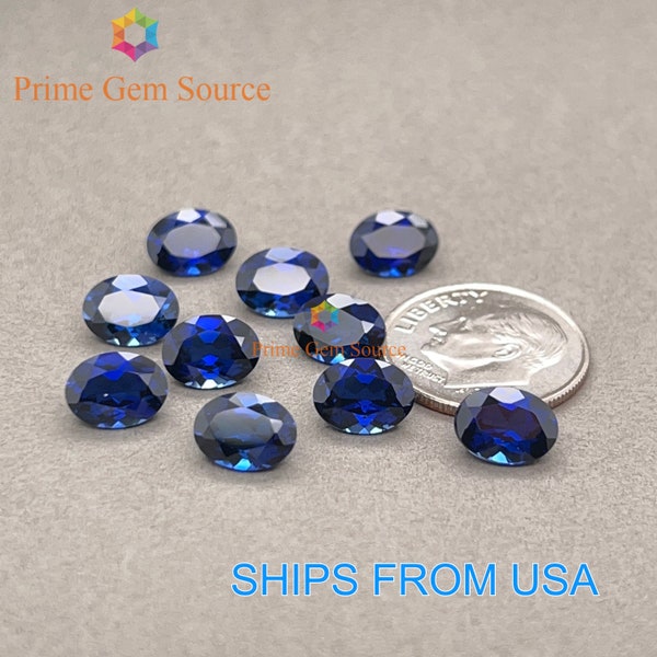 8x6mm Oval Deep Blue Lab Grown Sapphire. Real Corundum. Premium AAA Quality - Excellent Cut & Polish. 1 Stone Only.