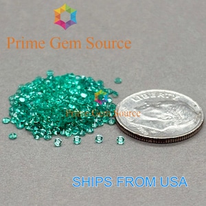 1.75mm Round Green Emerald. Genuine Hydrothermal Created Emerald. Diamond-Cut - AAA Quality - Excellent Cut & Polish. 1 Stone Only.