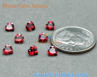 4mm Heart Red Garnet. Natural Origin. Premium Quality - Very Good Cut & Polish. 1 Stone Only. January Birthstone.