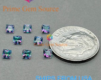 3mm Princess Cut Mystic Topaz. Natural Origin. Premium AAA Quality - Excellent Cut & Polish. 1 Stone Only. November Birthstone.