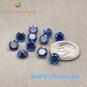 6mm Round Deep Blue Lab Grown Sapphire. Real Corundum. Premium AAA Quality - Excellent Cut & Polish. 1 Stone Only.