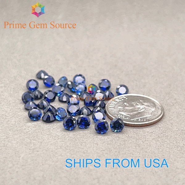 4mm Round Deep Blue Lab Grown Sapphire. Real Corundum. Premium AAA Quality - Excellent Cut & Polish. 1 Stone Only.