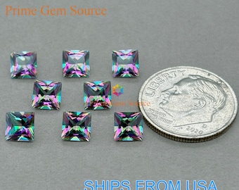 5mm Princess Cut Mystic Topaz. Natural Origin. Premium AAA Quality - Excellent Cut & Polish. 1 Stone Only. November Birthstone.
