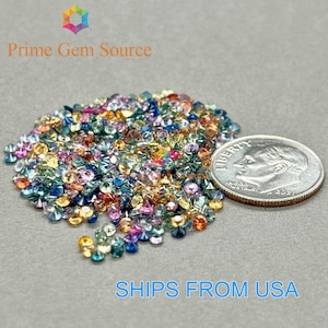2mm Round Multicolor Sapphire Lot - Diamond-Cut Premium Quality - 20 Pieces - 100% Natural Stones - September Birthstone.