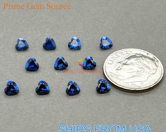 4mm Heart Deep Blue Lab Grown Sapphire. Real Corundum. Premium AAA Quality - Excellent Cut & Polish. 1 Stone Only.