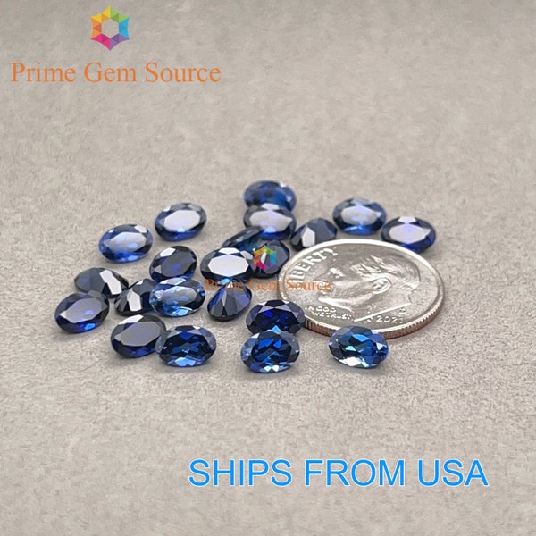 6x4mm Oval Deep Blue Lab Grown Sapphire. Real Corundum. Premium AAA Quality - Excellent Cut & Polish. 1 Stone Only.