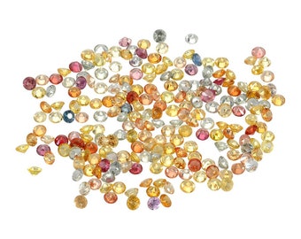 Lot de saphirs multicolores taillés en diamant rond de 2 mm. 20 pierres. Pierre de naissance de septembre.
