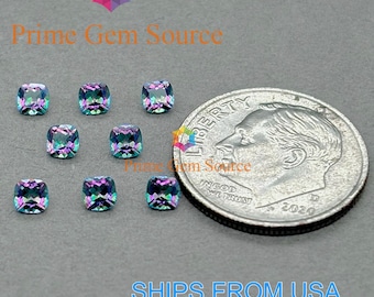 3mm Cushion Mystic Topaz. Natural Origin. Premium AAA Quality - Excellent Cut & Polish. 1 Stone Only. November Birthstone.