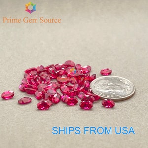 5x3mm Oval Red Lab Grown Ruby. Real Corundum. Premium AAA Quality - Excellent Cut & Polish. 1 Stone Only.