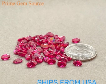 5x3mm Oval Red Lab Grown Ruby. Real Corundum. Premium AAA Quality - Excellent Cut & Polish. 1 Stone Only.
