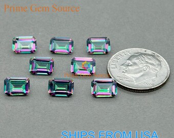 7x5mm Emerald Cut Mystic Topaz. Natural Origin. Premium AAA Quality - Excellent Cut & Polish. 1 Stone Only. November Birthstone.