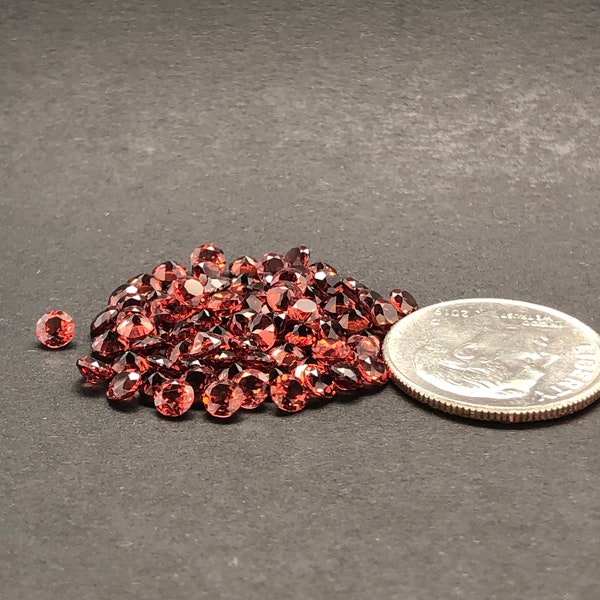 3mm Round Red Garnet. Natural Origin. Fine Quality - Very Good Cut & Polish. January Birthstone.