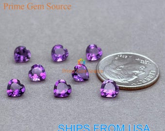 5mm Heart Purple African Amethyst. Natural Origin. Premium Quality - Very Good Cut & Polish. February Birthstone.
