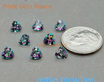 5mm Heart Mystic Topaz. Natural Origin. Premium AAA Quality - Excellent Cut & Polish. 1 Stone Only. November Birthstone.