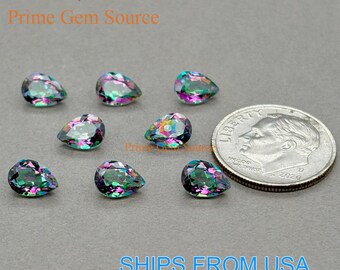 7x5mm Pear Mystic Topaz. Natural Origin. Premium AAA Quality - Excellent Cut & Polish. 1 Stone Only. November Birthstone.