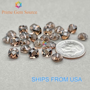 6mm Cushion Checkerboard Smoky Quartz. Natural Origin. Premium Quality - Excellent Cut & Polish. 1 Stone Only.