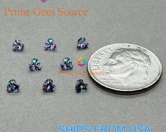 3mm Heart Mystic Topaz. Natural Origin. Premium AAA Quality - Excellent Cut & Polish. 1 Stone Only. November Birthstone.