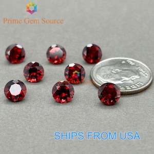 Granato rosso rotondo da 6 mm. Origine naturale. Qualità AAA premium - Taglio e lucidatura eccellenti. Solo 1 pietra. Pietra portafortuna di gennaio.