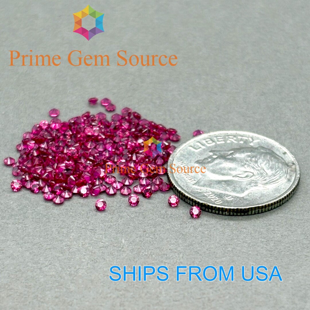 1.5mm Round Red Lab Grown Ruby. Real Pulled Corundum. Diamond-cut ...