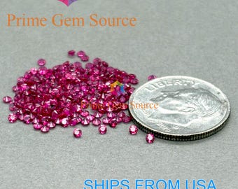 1.5mm Round Red Lab Grown Ruby. Real Pulled Corundum. Diamond-Cut - Premium AAA Quality - Excellent Cut & Polish. 1 Stone Only.