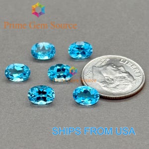 7 x 5 mm Ovaler Schweizer Blautopas. Natürlicher Ursprung. Premium-Qualität. 1 Stein nur. November Geburtsstein.