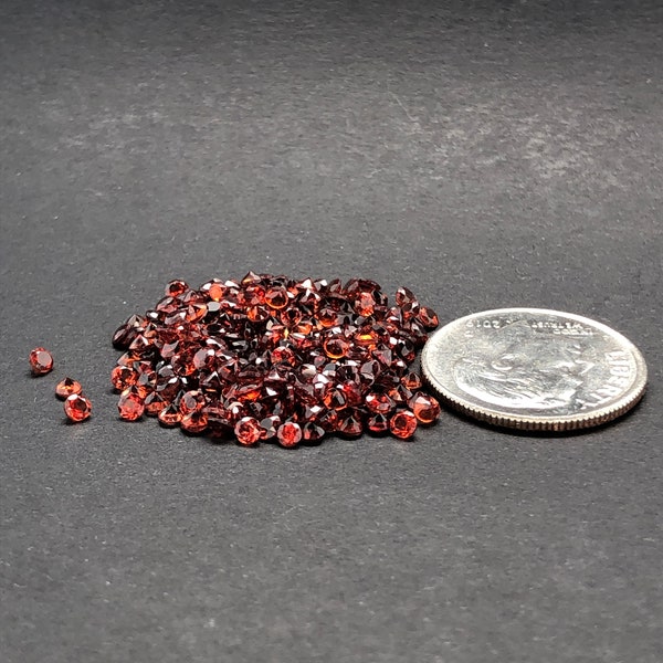 2mm Round Red Garnet. Natural Origin. Fine Quality - Very Good Cut & Polish. January Birthstone.