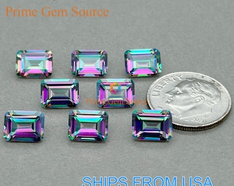 8x6mm Emerald Cut Mystic Topaz. Natural Origin. Premium AAA Quality - Excellent Cut & Polish. 1 Stone Only. November Birthstone.