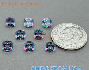 5mm Cushion Mystic Topaz. Natural Origin. Premium AAA Quality - Excellent Cut & Polish. 1 Stone Only. November Birthstone.
