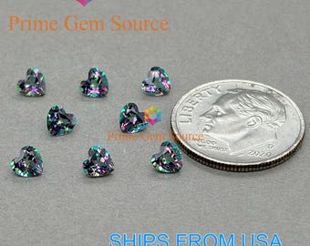 4mm Heart Mystic Topaz. Natural Origin. Premium AAA Quality - Excellent Cut & Polish. 1 Stone Only. November Birthstone.