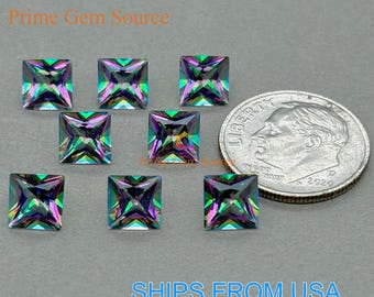 6mm Princess Cut Mystic Topaz. Natural Origin. Premium AAA Quality - Excellent Cut & Polish. 1 Stone Only. November Birthstone.