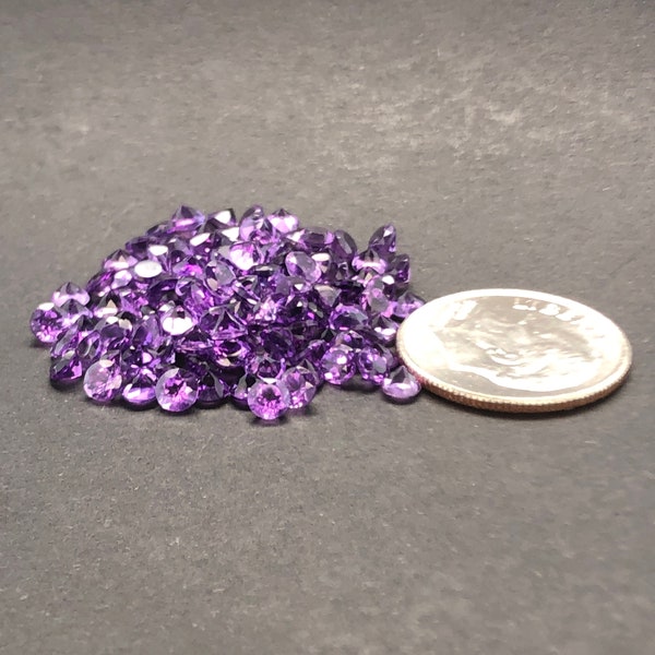 3mm Round Purple Amethyst. Natural Origin. Fine Quality - Very Good Cut & Polish. February Birthstone.