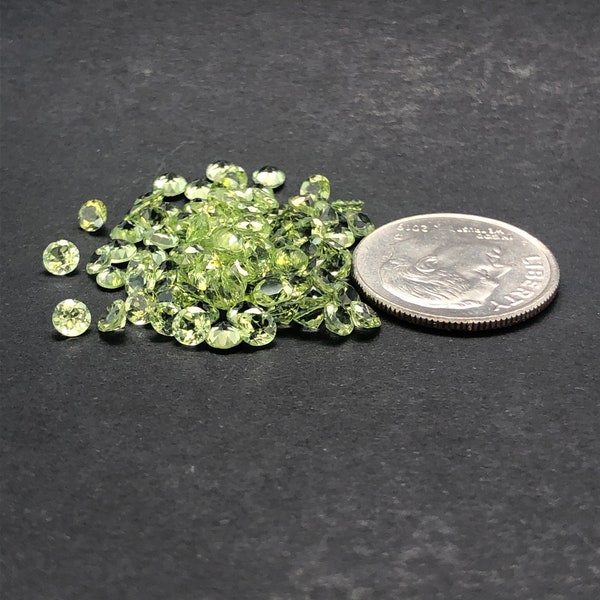 3mm Round Green Peridot. Natural Origin. Fine Quality - Very Good Cut & Polish. August Birthstone.