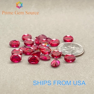 7x5mm Oval Red Lab Grown Ruby. Real Corundum. Premium AAA Quality - Excellent Cut & Polish. 1 Stone Only.