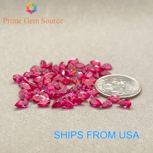 5x3mm Pear Red Lab Grown Ruby. Real Corundum. Premium AAA Quality - Excellent Cut & Polish. 1 Stone Only.