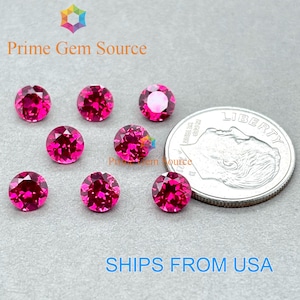 5mm Round Red Lab Grown Ruby. Real Corundum. Premium AAA Quality - Excellent Cut & Polish. 1 Stone Only.