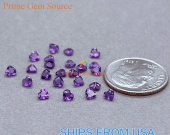 3mm Heart Purple African Amethyst. Natural Origin. Premium Quality - Very Good Cut & Polish. February Birthstone.