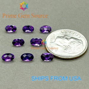 5x3mm Oval Checkerboard Purple African Amethyst. Natural Origin. Premium Quality - Very Good Cut & Polish. February Birthstone.
