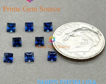 3mm Princess Cut Deep Blue Lab Grown Sapphire. Real Corundum. Premium AAA Quality - Excellent Cut & Polish. 1 Stone Only.