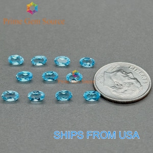 Topaze bleue suisse ovale de 5 x 3 mm. Origine naturelle. Qualité supérieure - Très bonne coupe et très bon polissage. 1 pierre seulement. Pierre de naissance de novembre