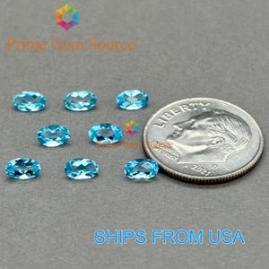 5 x 3 mm Ovales Schachbrettmuster - Swiss Blue Topaz. Natürlicher Ursprung. Premium-Qualität - Sehr guter Schnitt und Glanz. 1 Stein nur. November Geburtsstein