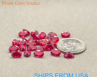 6x4mm Oval Red Lab Grown Ruby. Real Corundum. Premium AAA Quality - Excellent Cut & Polish. 1 Stone Only.