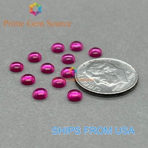 4mm Round Cabochon Red Lab Grown Ruby. Real Corundum. Premium AAA Quality - Excellent Cut & Polish. 1 Stone Only.